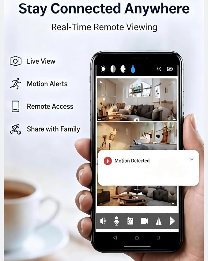 4K Mini WiFi Camera DIY Module, Dual-Band 2.4G/5G Wireless Security Camera, Tiny Nanny Cam with Motion Detection, Remote Viewing, SD Card Storage for Home, Pet, Office Monitoring