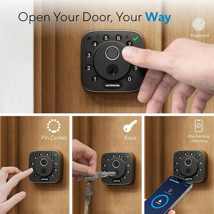 ULTRALOQ Bolt Fingerprint Smart Lock with Door Sensor, Built-in WiFi, Works with Apple Home, Alexa, Google, SmartThings, Keyless Entry Deadbolt with App, Code, Remote Control, Auto-Lock, BHMA Cert.
