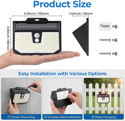 Brightever 8 Packs Solar Motion Sensor Lights Outdoor, Waterproof Solar Fence Lights with 3 Lighting Modes, Solar Powered Security Wall Lights for House, Garage, Garden, Walking Dog, Deck, Step