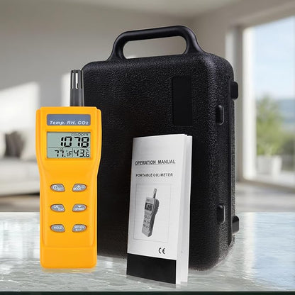 CO2 Meter Portable CO2 Detector Digital CO2 Monitor with Alarm Function Carbon Dioxide Temperature and Humidity Meter, NDIR CO2 Sensor Indoor Air Quality Monitor for Home Office Grow Room