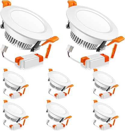 LEDLightsWorld 3.5 Inch LED Recessed Lighting Dimmable Downlight, 7W (55W Halogen Equivalent), 6500K Daylight White, CRI80, Recessed Ceiling Light with LED Driver (8 Pack)
