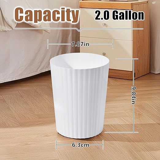 Small Platic 2 Gallon Trash Can - Compact Wastebin for Bathroom, Kitchen, Office, Home Use - Purple
