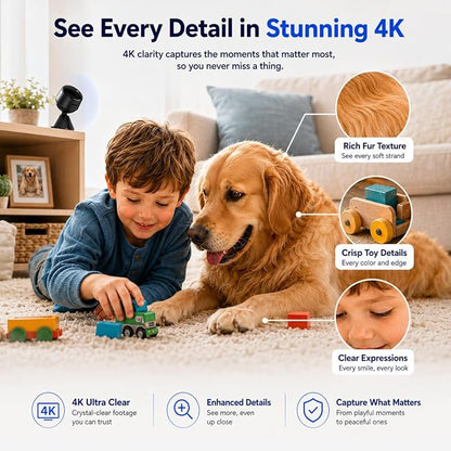 4K Mini Indoor Security Camera Wirless Nanny Cam with 60-Days Battery Life