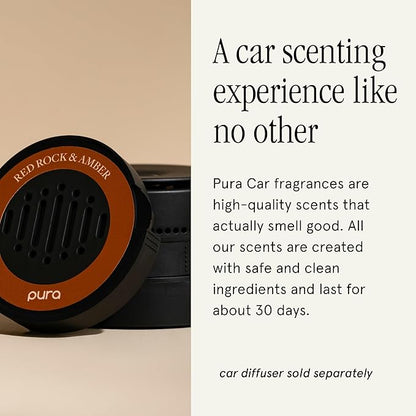 Pura Car Scent Refill - Fragrance for Pura Car Diffuser - Clean & Safe Luxury Diffuser Scent - Long-Lasting Fragrance for 30 Days of Aroma - Red Rock & Amber