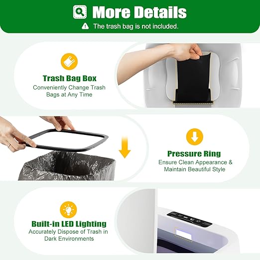 Kitchen Trash Can, 4.22 Gallon Small Motion Sensor Smart Trash Can, Automatic Touchless Garbage Can with Lid for Kitchen Bathroom Bedroom Office