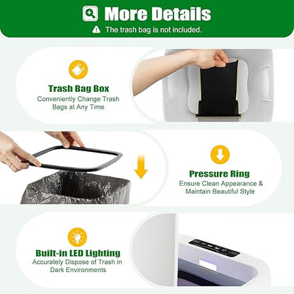 Kitchen Trash Can, 4.22 Gallon Small Motion Sensor Smart Trash Can, Automatic Touchless Garbage Can with Lid for Kitchen Bathroom Bedroom Office