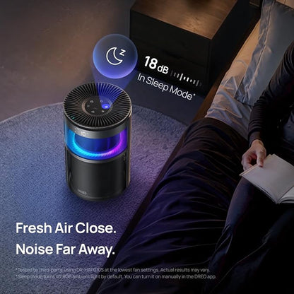 DREO Smart Air Purifier With RGBIC Light,Home HEPA Air Cleaner with Wi-Fi/Voice/Alexa, PM2.5 Quality Monitor,4 Speeds & Auto/Turbo/Quiet Sleep Modes, DR-HAP010S, DREO 530S, Pearl Silver