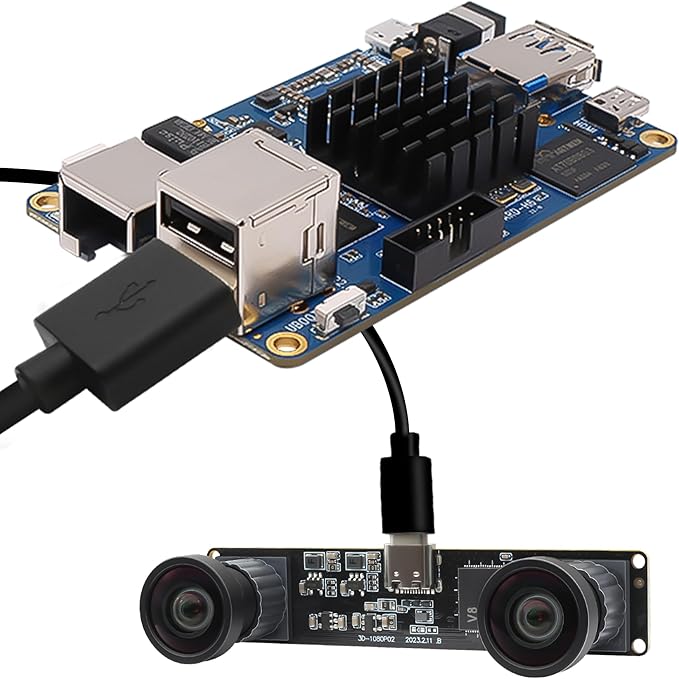MMlove USB Stereo Camera 1080P 60FPS Synchronous Dual Lens 4MP Camera Module 3D Webcam 115° Viewing Angle Lightburn Webcam Plug & Play for VR Face Recognition Streaming,PC/Laptop/Raspberry Pi