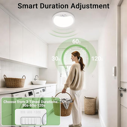 zemty 2Pack 9inch Motion Sensor Ceiling Lights Wired,18W 1800lm 3CCT/3 Mode/30-120s Timer, Bright White LED Flush Mount Light Fixture Motion Activated for Closet Pantry Hallways Stairwells Garage