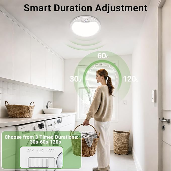 zemty 4Pack 7inch Motion Sensor Ceiling Lights Wired, 15W 1500lm 3CCT/3 Mode/30-120s Timer, Bright White LED Flush Mount Light Fixture Motion Activated for Closet Pantry Hallways Stairwells Garage