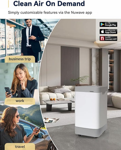 Nuwave Air Purifier for Extra Large Room 2934 Sq Ft, OxyPure Smart Air Purifier with 5 Stage Filtration, Extra EZ Covers for Pet, Air Quality & Odor Sensors, Smart WiFi, Quiet Sleep Mode for Bedroom