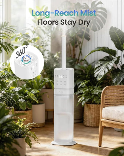 Humidifiers for Bedroom 2.1Gal/8L, Smart Humidifier for Large Room, Cool Mist Humidifiers for Home Kids Plants, Top Fill Humidifier with Extension Tube, WIFI APP & Voice Control, White