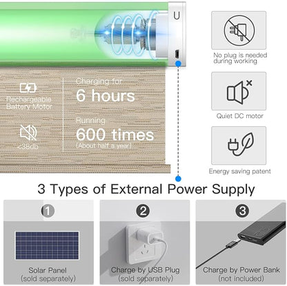 Tokblind Motorized Blackout Roller Shade Fabric Covered Valance and Bottom Rod, Remote Control Electric Window Blind Work with Alexa Google via Hub, Custom Size (Texture Dark Coffee - Wrapped Fabric)