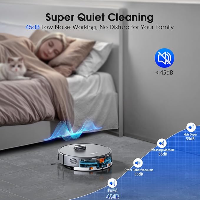 Robot Vacuum and Mop, Mapping Robotic Vacuums Cleaner with LiDAR Navigation Smart & Strong Suction, WiFi/App/Alexa/Voice Control, Obstacle Avoidance, for Home, Wood/Hard Floors, Pet Hair -Gray