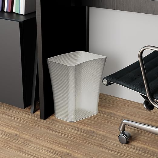 CLOROX Textura Slim Trash Can - 3.1 Gallon Small Waste Basket for Narrow Spaces - Skinny Plastic Garbage Bin for Bathroom, Bedroom, or Office, Clear Frost (Pack of 5)
