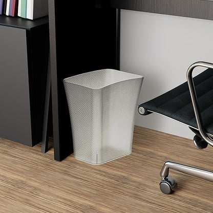 CLOROX Textura Slim Trash Can - 3.1 Gallon Small Waste Basket for Narrow Spaces - Skinny Plastic Garbage Bin for Bathroom, Bedroom, or Office, Clear Frost (Pack of 5)