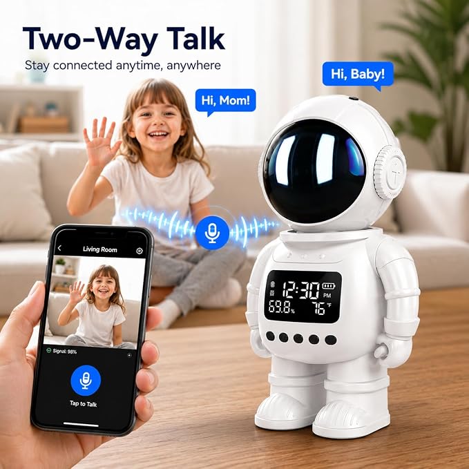 DYPCO 2K Clock Camera for Home Security, Smart Alarm Clock Camera with 2.4G/5G WiFi, Indoor Camera with Phone App, AI Motion Detection, Color Night Vision, Two-Way Audio, Cloud & SD Storage
