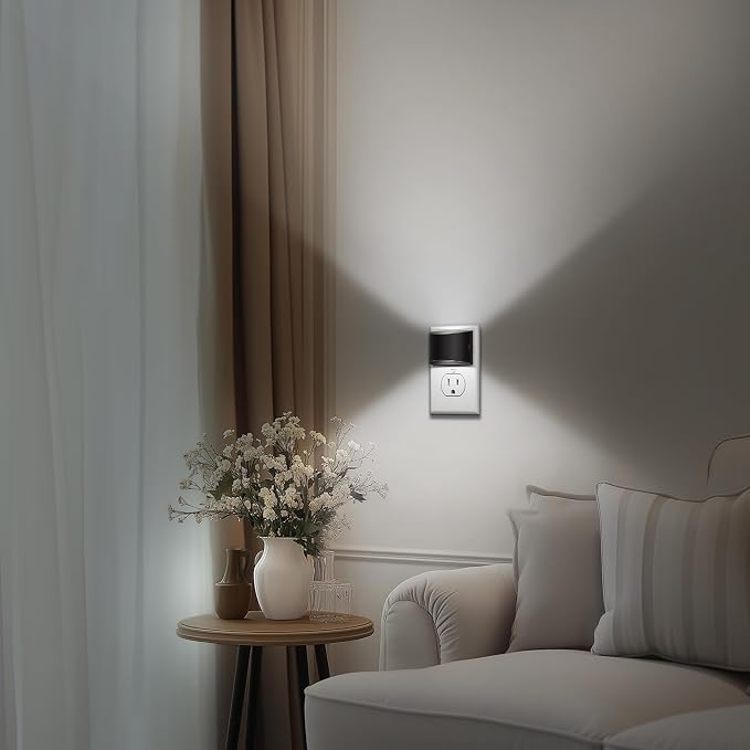 DORESshop Night Light, Night Lights Plug into Wall, Adjustable, 5000K | 3 Level Brightness Adjustable Night Light, Dusk to Dawn Sensor, Nightlights for Adults, Bedroom, Bathroom, Hallway, 4 packs