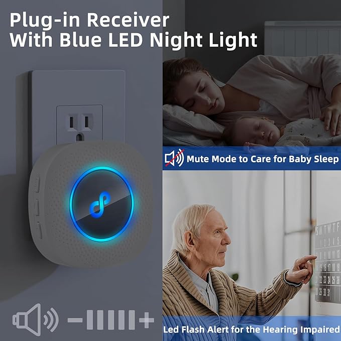 Caregiver Pager, Wireless SOS Call Button for Elderly at Home, 1 Receiver + 1 Button Medical Life Alert System for Patients, Disabled, Nurses