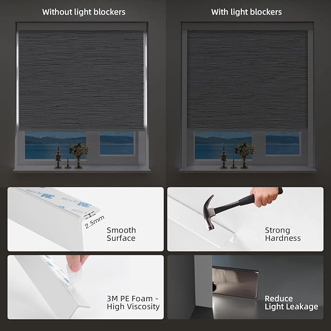 ZSTARR Motorized Blackout Window Blinds Customize Width(21-97 in) Remote Control Wireless and Rechargeable Roller Shades Blinds for Windows, Office,Home, Hotel, Club, Restaurant (Full Blackout Gray)