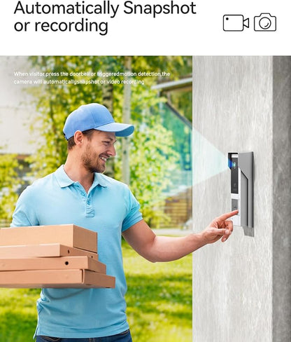 TMEZON WiFi Video Intercom System Doorbell with Camera and 7 Inch Monitor IP Wired Video Door Phone 1080P Wired Night Vision,No Monthly Fees, Support Remote Unlock Door Release,Snapshot, Tuya