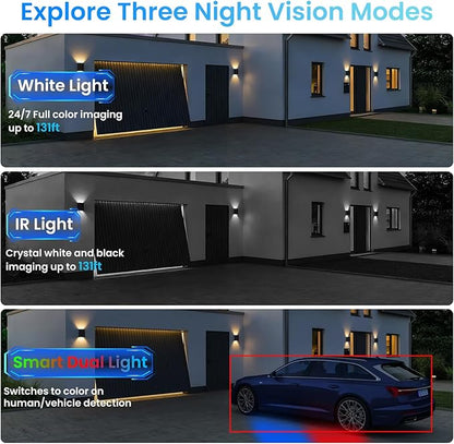 DahuaSecurity 4K 8MP PoE IP Camera, Strobe Red & Blue Light and Audio Alarm, Metal Turret Security Camera Outdoor, Two Way Audio, Color Night Vision, Human Vehicle Detection, 2.8mm Lens, IP67