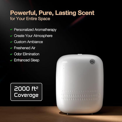 Smart Waterless Essential Oil Diffuser (400 mL Capacity) Hotel Scent Starter Kit with 200mL Fragrance Oil, Up to 2000 sq ft App Control Scent Air Machine with 12V1A Power Adapter, ANW Kit White