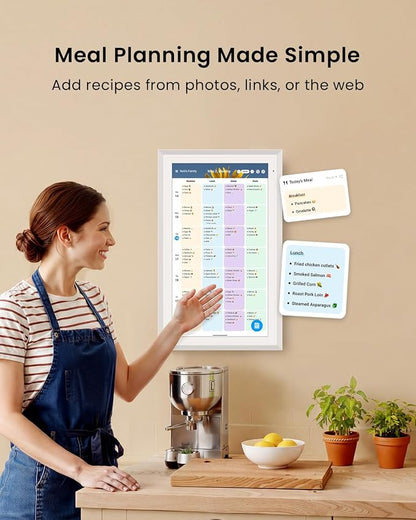 Apolosign 15.6-inch Digital Calendar, Smart Wall Planner with Calendar Sync, Chore Chart, Meal, Install Apps & Widget, Electronic Touchscreen Display for Family Schedules, Dual Mode, with Stand (White)