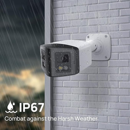 PANOEAGLE 4MP Dual Lens PoE IP Security Camera Outdoor with 180° Panoramic Wide Angle,Smart Color Night Vision,Smart Motion Detection,2-Way Audio & Micro SD Slot(512G),IP67 Waterproof,NDAA Complaint