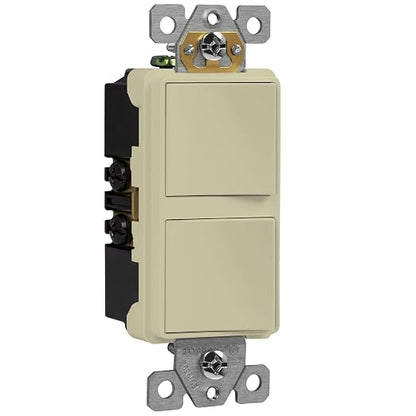 ENERLITES Ivory Double Paddle Decorator Single Pole Switch, 15A, 1 Pack