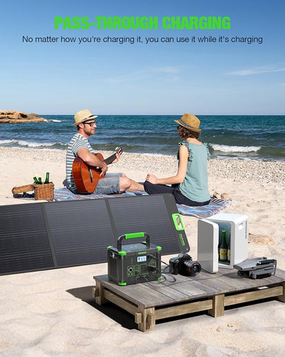 GRECELL 999Wh Solar Generator 1000W Portable Power Station for Outdoor
