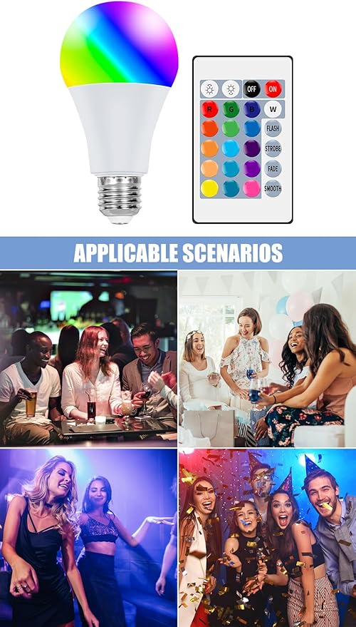 6Pcs 15W RGB Smart Colorful Mood Lamp E27/E26 Timing Multifunction Spotlight Bulbs 16Colors Changing Dimmable 85-265V Indoor Atmosphere Nightlight 110V Bar Counter KTV Party Decorative With IR Remote