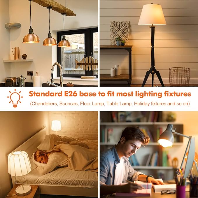 LED Light Bulbs, 100 Watt Equivalent A19 LED Bulbs, 13W 2700K Warm White 1500 Lumens Non-Dimmable Bright E26 Edison Medium Screw Bulbs for Home Bedroom Kitchen Living Room Office Lamp, 4-Pack