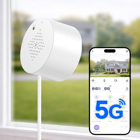 Septekon 2K No Drill Window Security Camera 2.4/5GHz WiFi Camera, 2 Pack | Full Color Night Vision, Anti-Glare, AI Smart Detection, 2-Way Audio, SD/Cloud