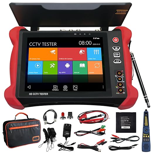 8K 32MP IP Camera Tester with PoE, WANLUTECH CCTV Tester 90W Power Output PoE Camera Test 8MP SDI TVI CVI AHD CVBS Camera Test TDR Cable Test DMM OPM VFL WiFi Network Tools HDMI (X9-MOVTADHS Pro)