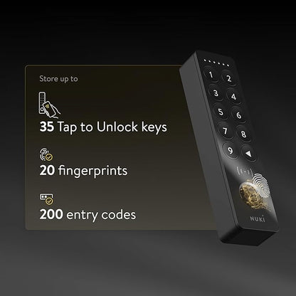 Nuki Keypad 2 NFC (2026) - Unlock Your Door with Apple Home Key, NFC, Fingerprint or 6-Digit Code, Smart Home Accessory for Nuki Smart Lock, Matter-Enabled Bluetooth Keypad for Keyless Entry
