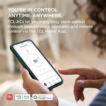 TCL H8T9E1-A 8,000 BTU Smart Through-The-Wall Air Conditioner, Fan & Dehumidifier, 350 Sq. Ft, Remote Control, Compatible with Alexa/Google Assistant, White