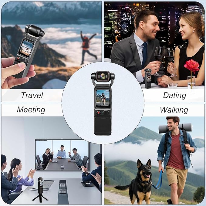 4K Vlogging Camera Mini Action Camera 180° Rotating Pocket Body Cam with Audio & Video Handheld Pov Cameras with Stabilization, Touch Screen, 64GB Card Small Vlog Camcorder for Sport, Travel, Daily