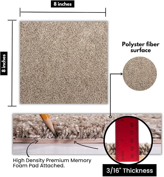 Smart Squares Easy Street Premium Made in The USA Carpet Tiles 18x18 Inch, Soft Padded, Seamless Appearance, Peel and Stick for Easy DIY Installation (4032 Casa Marina, Sample (8” x 8”))