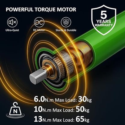 Motorized Roller Shade Motor 120V AC Tubular Motor with Remote, High Torque Heavy Duty Electric Blinds Drive, Precise Mechanical Limit Retrofit Kit (6.0 N.m for Φ50mm (2") Groove Tube)