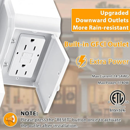 Porch Light with GFCI Outlet, White Dusk to Dawn Motion Sensor Outdoor Lights, 3-Mode Wall Exterior Lighting Fixture, Waterproof Outside Lights Sconce for House Front Door Patio Garage
