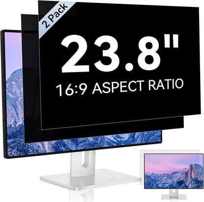 [2 Pack] 23.8 Inch Computer Privacy Screen for 16:9 Aspect Ratio Widescreen Monitor, Eye Protection Anti Glare Blue Light Computer Monitor Privacy Filter, Removable Anti-Scratch 23.8in Protector