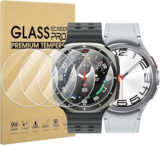Suoman 4-Pack for Samsung Galaxy Watch 6 Classic 47mm/Galaxy Watch 7 Ultra 47mm Screen Protector, [Anti-Scratch] 2.5D 9H Ultra-thin Tempered Glass Screen Protective Film