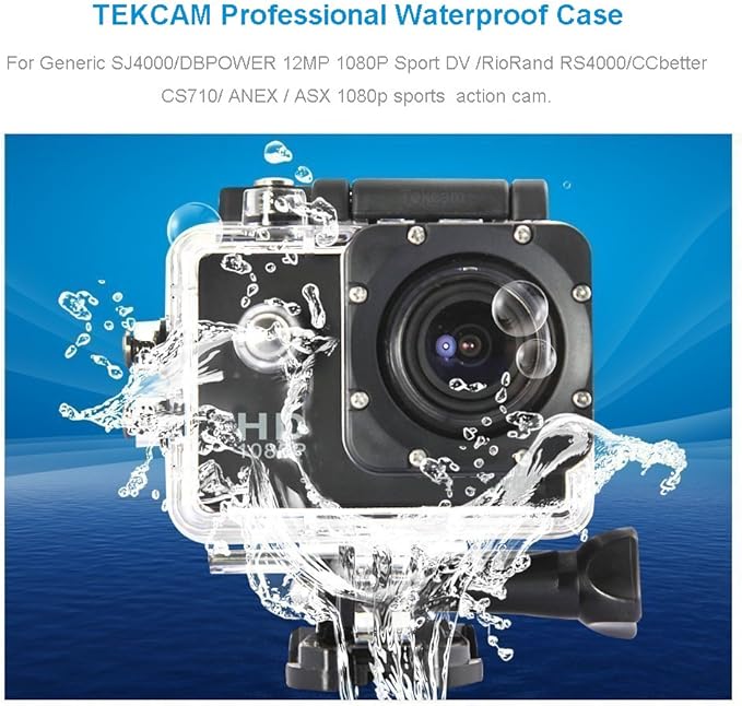 Action Camera Waterproof Case Compatible with AKASO EK7000/Xilecam X2R/Jadfezy/TIMNUT/Pro Xtreme/Dragon Touch Vision 3 YF/Cecosy, Action Camera Underwater Diving Shell