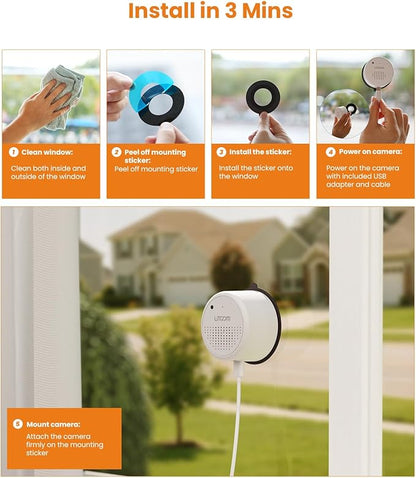 litokam Window Camera 3MP 2K, 2.4GHz & 5GHz Indoor Cameras for Home Security with Al Color Night Vision, Person/Motion/Sound Detection & Real-Time Alerts, 24/7 Recording, 104° View Angle, Double