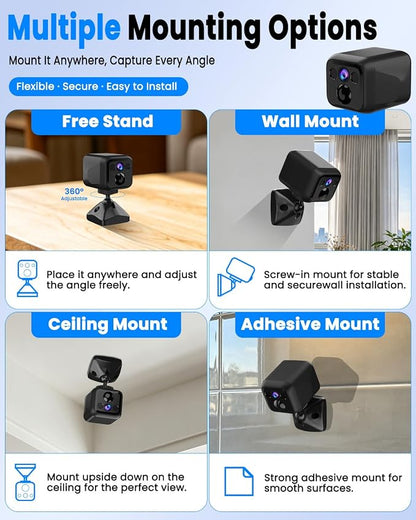 Mini Camera, 4K No Wifi Security Camera, WiFi & AP Mode, 160 Days Standby