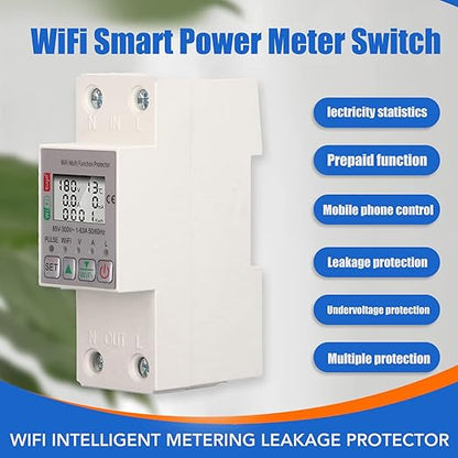 AC85-300V 63A Smart Circuit Breaker, Smart Breaker, Smart Shunt for Tuya Energy Circuit Breaker Multi Function Protector