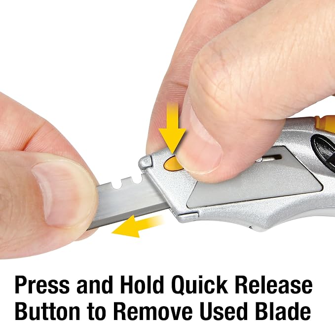 Alltrade Mini Quick Release Squeeze Utility Knife with 3 Blades, Compact Box Cutter with Fast Tool-Free Blade Change, Ergonomic Grip for Cardboard, Drywall, Craft, DIY & Warehouse Use - 150020