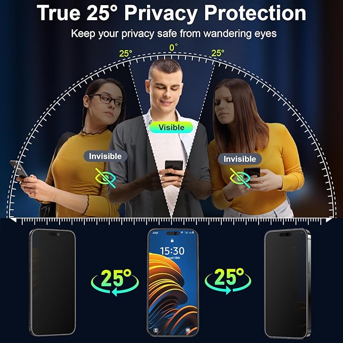 Esanik 2-Pack for iPhone 17/16 Pro Matte Privacy Glass Screen Protector, Anti-Glare & Anti-Spy,Anti-Reflection, Smooth as Silk, Military-Grade 9H Hardness,Flawless Fit Tray