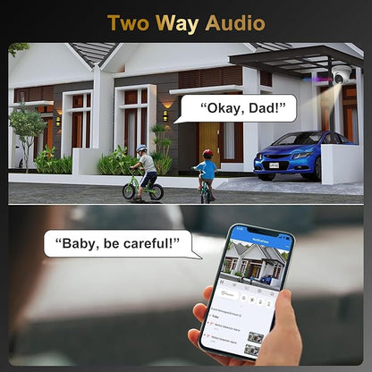 Anpviz UltraHD 4K IP Turret PoE Camera Outdoor, Two Way Audio Security Camera, Smart Dual Light Color Night Vision & AI Human Motion Detection, MicroSD Recording (512GB), Full Metal IP66, NDAA